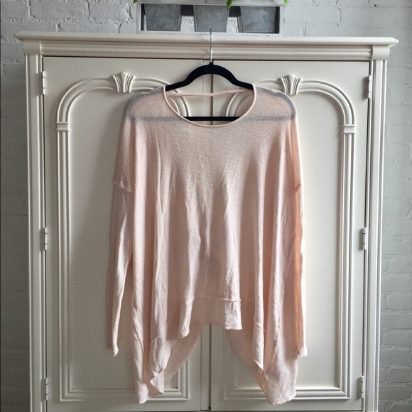 Free People Sweaters - Free People Light Pink Drop-back Sweater